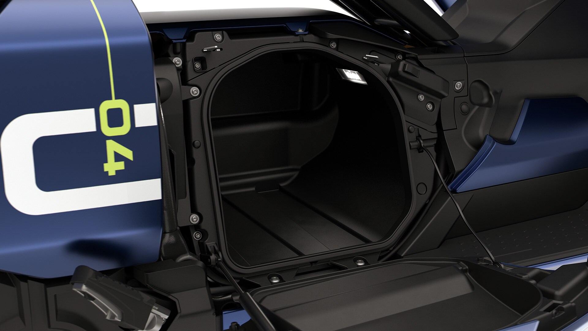 Side loading feature of the CE 04 from BMW Motorrad